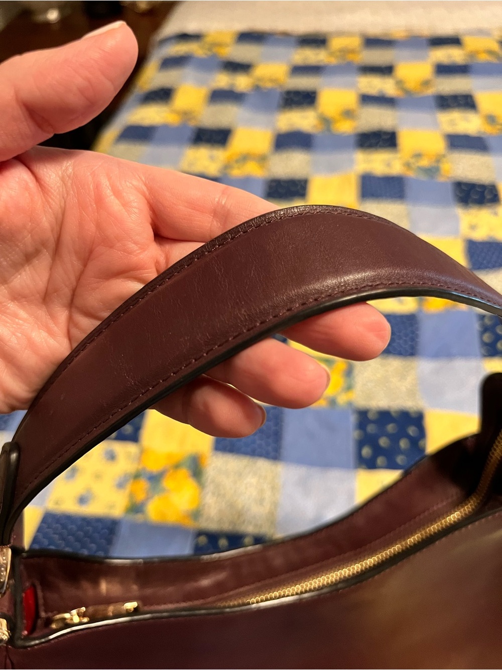 Coach Deep Burgundy Leather Hobo with Gold Hardware - Picture 11 of 14